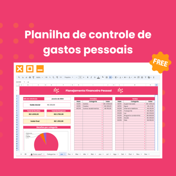 Planilha de finanças pessoais