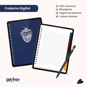 Caderno Digital Corvinal | Interativo | Casas de Hogwarts - Harry Potter