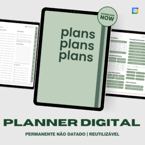 Planner digital permanente não datado verde