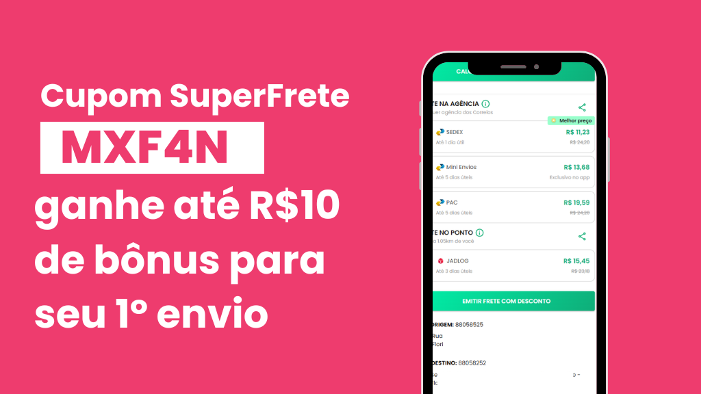 Cupom SuperFrete MXF4N / Cupom de desconto SuperFrete MXF4N
