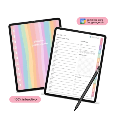 Planner digital interativo para tablet e iPad com integração google agenda